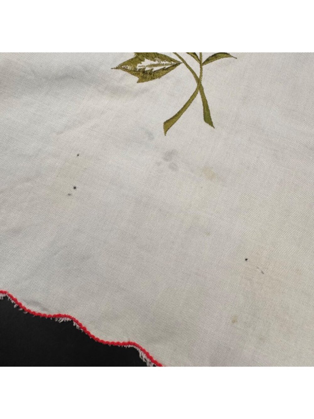 Vintage Rose Scallop Curtain Panels Japan Floral Embroidery Red Pink Melon READ - Picture 7 of 15